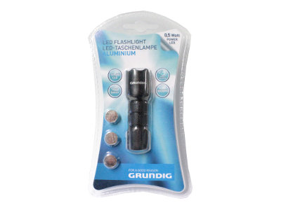 Grundig Torch Flashlight Aluminum  & Clip 1 Led Silver 7cm